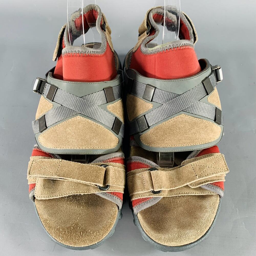 LANVIN Size 8 Beige Red Neoprene Hook Loop Closure Sandals - Picture 4 of 8